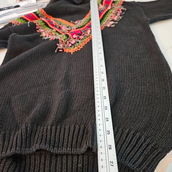 Lisa Ashley Originals Embroidered Sweater Small Black Beaded Boho Eclectic - Picture 9 of 10